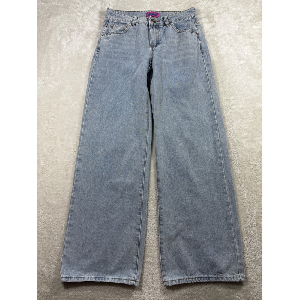 Edikted Womens Wide Leg Light Wash Blue Denim Jeans S Meas: 28x30.5